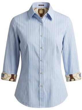 J. McLaughlin Striped Tailored Button Down Top With Equestrian Detailing Size 10